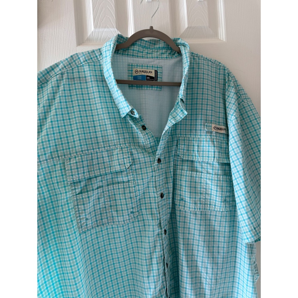 Magellan Outdoors Fish Gear Shirt Men's 4XL Plaid Vented Short Sleeve Fishing - Picture 2 of 6